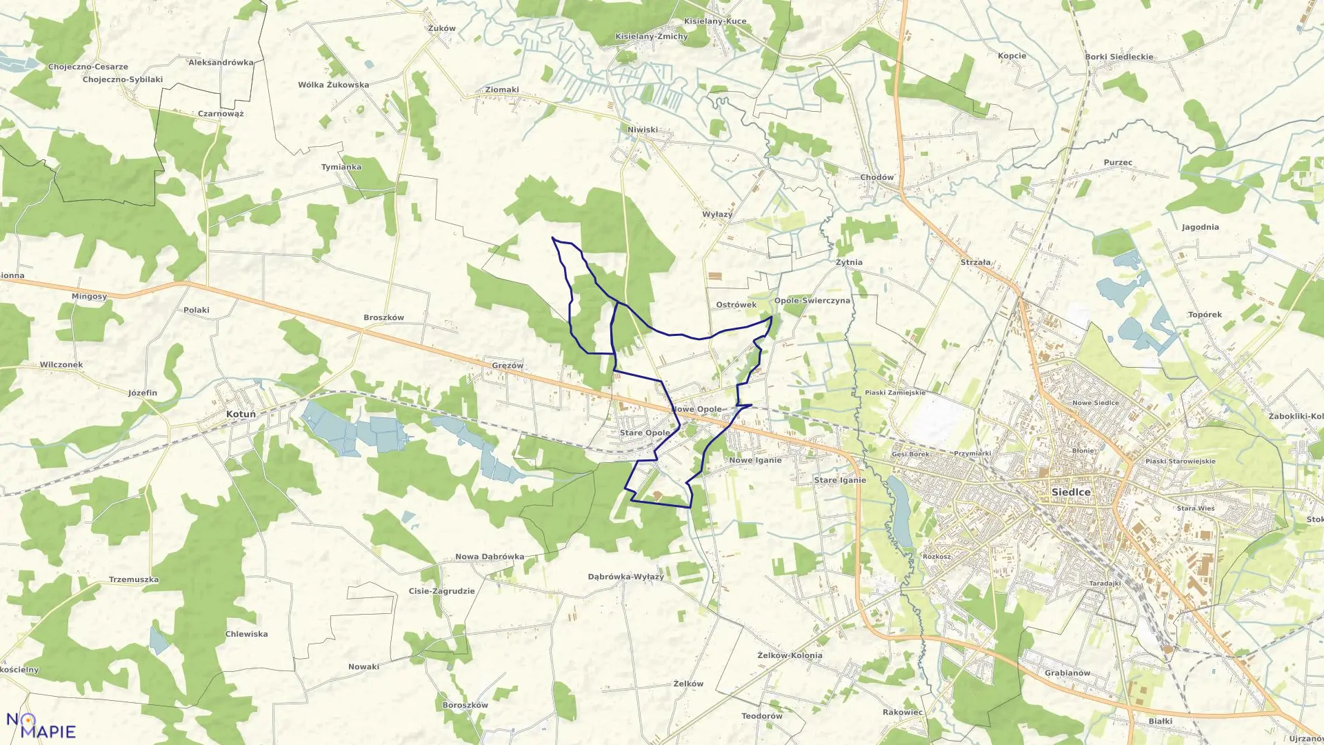 Mapa obrębu NOWE OPOLE w gminie Siedlce