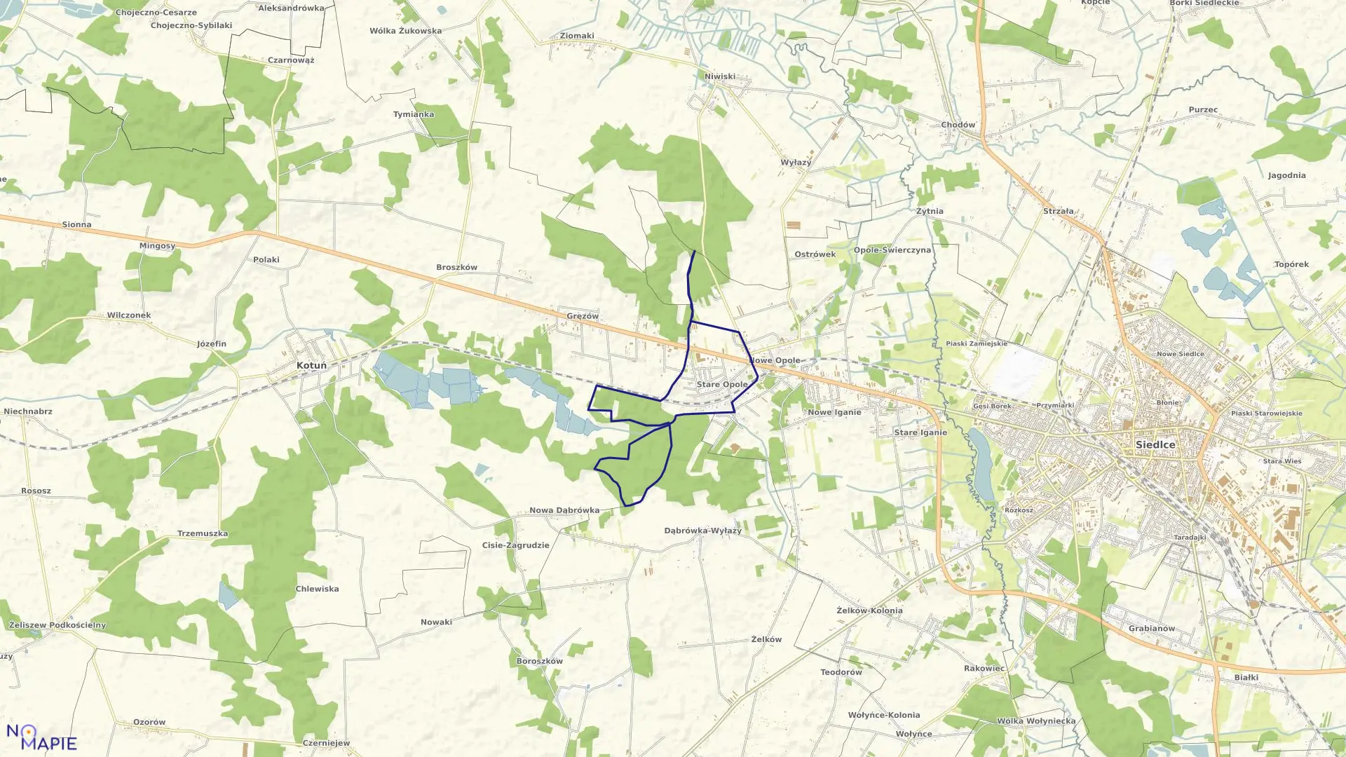 Mapa obrębu STARE OPOLE w gminie Siedlce