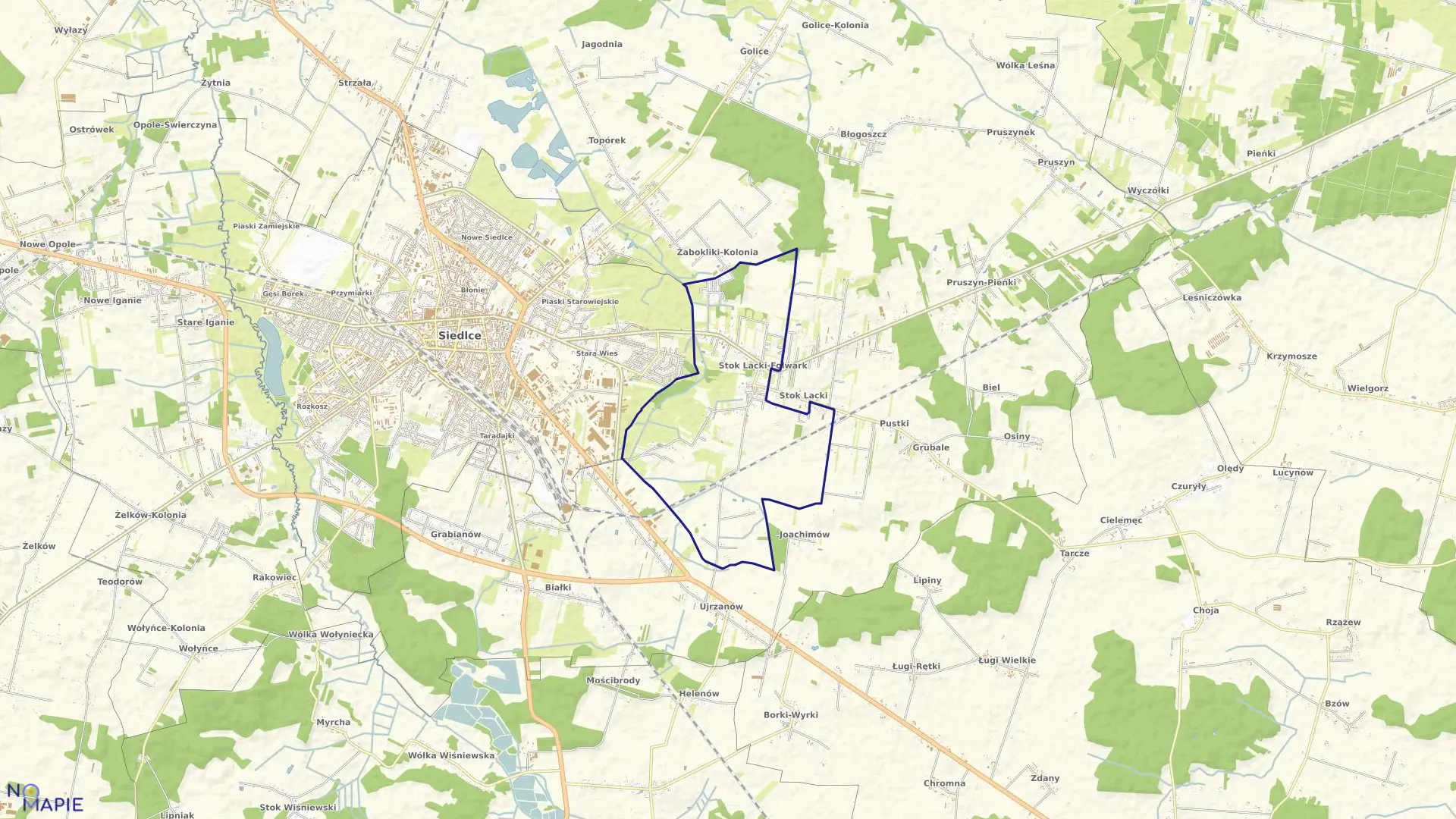 Mapa obrębu STOK LACKI-FOLWARK w gminie Siedlce