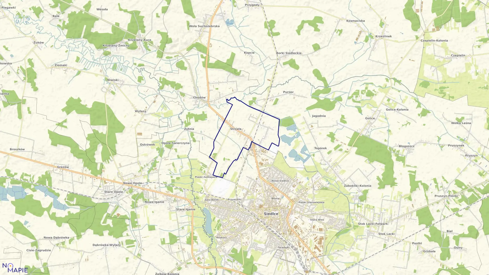 Mapa obrębu STRZAŁA w gminie Siedlce