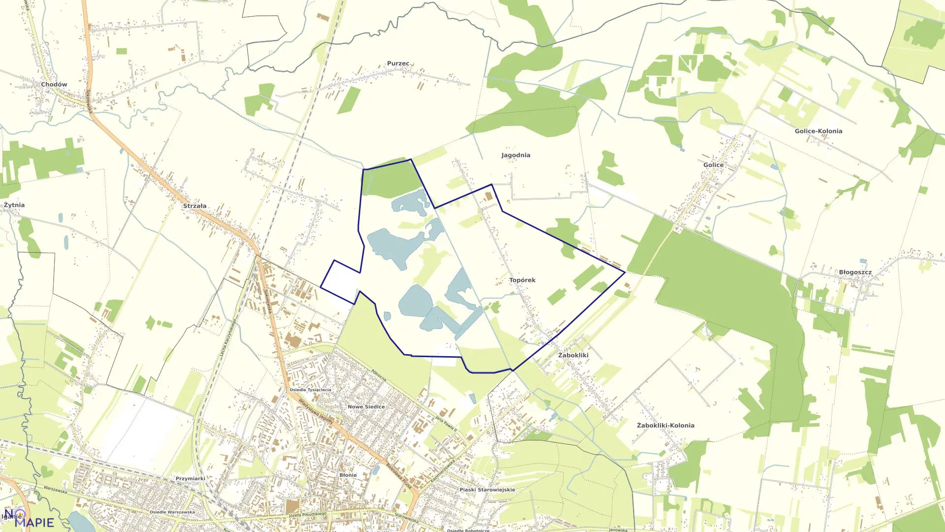 Mapa obrębu TOPÓREK w gminie Siedlce