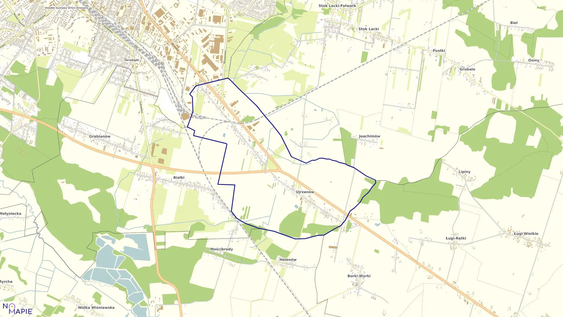 Mapa obrębu UJRZANÓW w gminie Siedlce