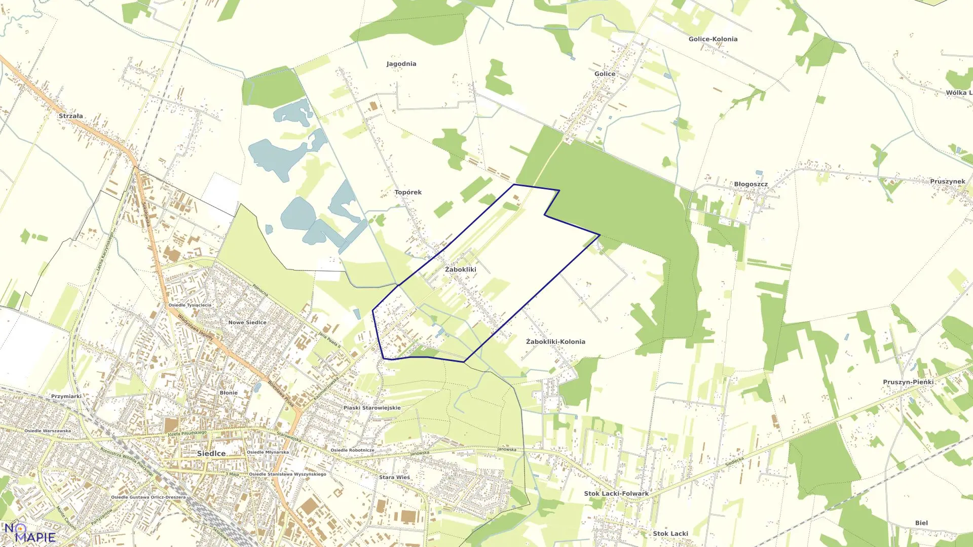 Mapa obrębu ŻABOKLIKI w gminie Siedlce